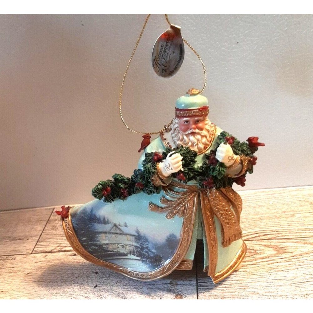 2003 Bringing Home the Tree Thomas Kinkade Old World Santas Ornament AS IS Read